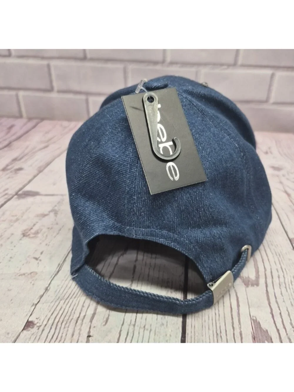 New BEBE Rhinestone Bling Blue Denim Women's Adjustable Hat~Spell Out All Over - Picture 3 of 6